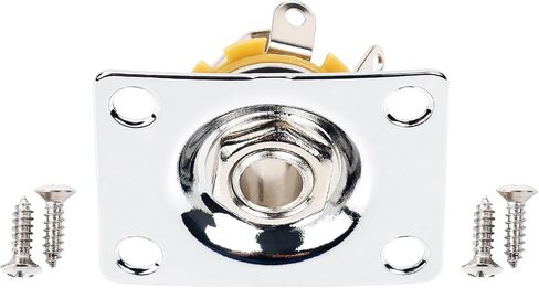 Banworks Rectangular Metal 6.35mm (1/4") Output Jack Plate Curved Base Bottom Input Jack Socket For Epiphone EPI LP Les Paul Electric Guitar Parts Accessories JT/CK-02 Chrome in Saudi Arabia