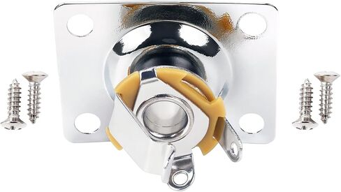 Banworks Rectangular Metal 6.35mm (1/4") Output Jack Plate Curved Base Bottom Input Jack Socket For Epiphone EPI LP Les Paul Electric Guitar Parts Accessories JT/CK-02 Chrome in Saudi Arabia