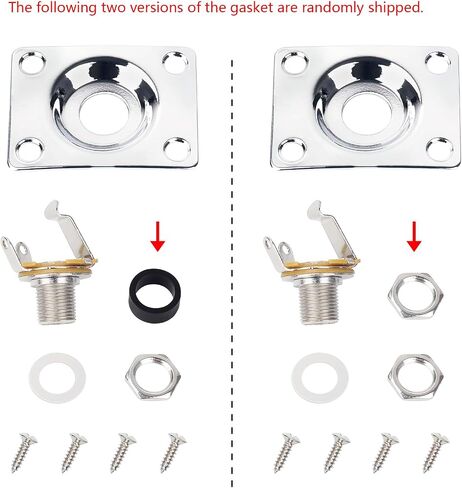Banworks Rectangular Metal 6.35mm (1/4") Output Jack Plate Curved Base Bottom Input Jack Socket For Epiphone EPI LP Les Paul Electric Guitar Parts Accessories JT/CK-02 Chrome in Saudi Arabia