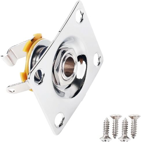 Banworks Rectangular Metal 6.35mm (1/4") Output Jack Plate Curved Base Bottom Input Jack Socket For Epiphone EPI LP Les Paul Electric Guitar Parts Accessories JT/CK-02 Chrome in Saudi Arabia