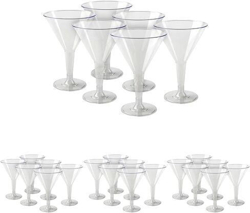 Elegant Clear Plastic Martini Cups - 6 oz. (6 Count) - Premium Plastic Cocktail Glasses & Party Drinkware, Perfect Party Supplies for Birthdays, Weddings or Everyday Use in Saudi Arabia