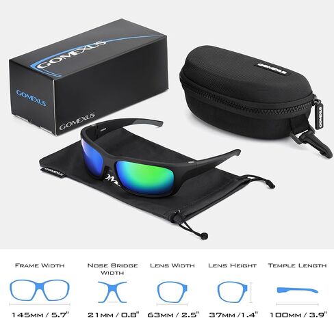 نظارات شمسية مستقطبة لصيد الأسماك من GOMEXUS UV400 للرجال والنساء، مع عدسات CR39 بطلاء مضاد للمياه المالحة للأنشطة الخارجية باللون الأزرق in Kuwait