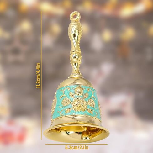 Handbell, Small Hand Bell Hand Call Bells Wedding Bells, Table Bell Service Bell for Restaurant, Hotel, Shops, Pet Training Bell, Christmas Bells (Golden Cyan) in Kuwait