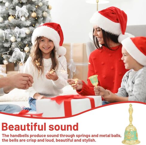 Handbell, Small Hand Bell Hand Call Bells Wedding Bells, Table Bell Service Bell for Restaurant, Hotel, Shops, Pet Training Bell, Christmas Bells (Golden Cyan) in Kuwait