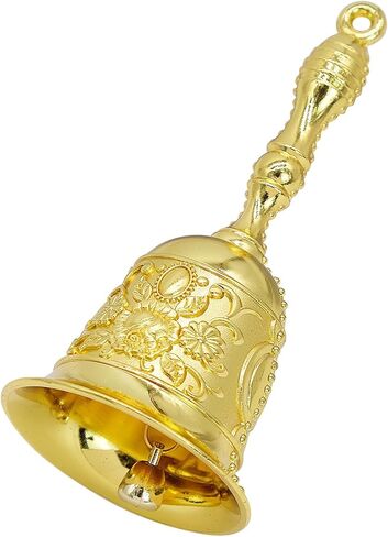 Handbell, Small Hand Bell Hand Call Bells Wedding Bells, Table Bell Service Bell for Restaurant, Hotel, Shops, Pet Training Bell, Christmas Bells (Golden Cyan) in Kuwait