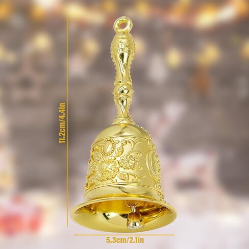 Handbell, Small Hand Bell Hand Call Bells Wedding Bells, Table Bell Service Bell for Restaurant, Hotel, Shops, Pet Training Bell, Christmas Bells (Golden Cyan) in Kuwait