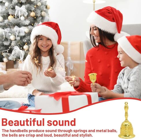 Handbell, Small Hand Bell Hand Call Bells Wedding Bells, Table Bell Service Bell for Restaurant, Hotel, Shops, Pet Training Bell, Christmas Bells (Golden Cyan) in Kuwait