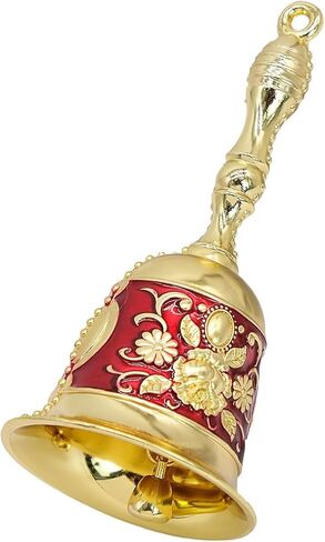 Handbell, Small Hand Bell Hand Call Bells Wedding Bells, Table Bell Service Bell for Restaurant, Hotel, Shops, Pet Training Bell, Christmas Bells (Golden Cyan) in Kuwait