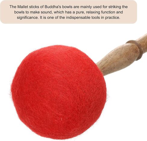 MECCANIXITY Singing Bowl Mallet Strike Wool Red Sound Bowl Drum Stick for Meditation Yoga Relax Middle in Kuwait