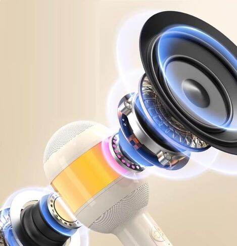 [2024 New Karaoke Microphone with Colorful LED Light, Portable Handheld Wireless Bluetooth Microphone Speaker Singing Birthday Gifts for Girls Boys Kids Adults All Age Beige in Saudi Arabia