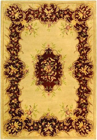 SAFAVIEH Bergama Collection 2' x 3' Ivory / Light Blue BRG166A Handmade French Country Premium Wool Accent Rug in Saudi Arabia