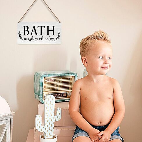 Nursery Kid's Bathroom Wood Sign Wall Decor, Kid's Bathroom Decoration Toilet Wall Restroom Door Decor Farmhouse Hanging Sign Decorations, I Have No Control in Here, 12x6 Inch in Kuwait