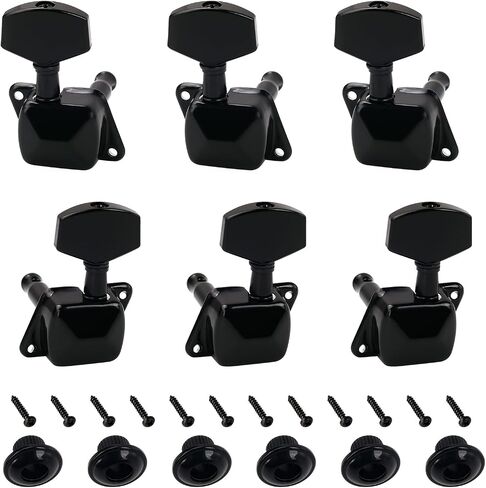 Banworks 3L3R Guitar Tuning Pegs Keys 15:1 Ratio Semi-Closed Guitar String Tuning Keys Machines with 45 Degree Fixing Tag for Les Paul LP SG Electric or Acoustic Guitar Pack of 6 JT/JXQ-13 Black in Saudi Arabia