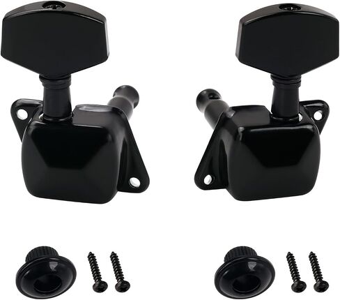 Banworks 3L3R Guitar Tuning Pegs Keys 15:1 Ratio Semi-Closed Guitar String Tuning Keys Machines with 45 Degree Fixing Tag for Les Paul LP SG Electric or Acoustic Guitar Pack of 6 JT/JXQ-13 Black in Saudi Arabia