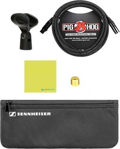 Liquid Audio - Sennheiser E 835-S Cardioid Dynamic Vocal Microphone Bundle w/Pig Hog PHM10 8mm Mic Cable Polishing Cloth in Saudi Arabia