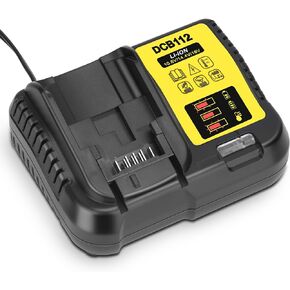 JYJZPB DCB112 Battery Charger Suitable for De-Walt 20V Battery DCB204 DCB206 DCB609 DCB606 DCB120 DCB124 Replacement for De-Walt Battery Charger 12V-20V 3.0A DCB115 DCB118 DCB102BP DCB107