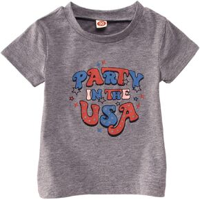 BOUTIKOME Toddler Party in The USA Shirt Baby Girl Boy 4th of July T-Shirt Kids Patriotic Memorial Day Clothes Tee Top