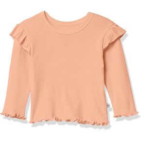 HonestBaby Baby Girls' Organic Cotton Rib Ruffle Long Sleeve T-Shirt (Legacy)