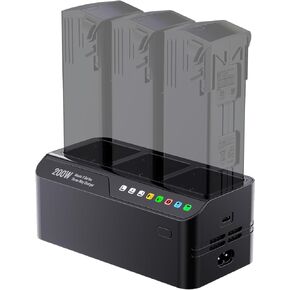 200W Three-Way Battery Charger for DJI Mavic 3 Series Drone,3X Rapid Mavic 3 Battery Charging Hub,Compatible with DJI RC/RC Pro/RC Pro Plus/RC-N1 Remote Controller(Black) in Saudi Arabia