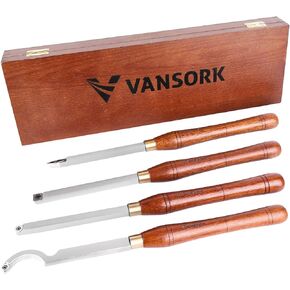 Carbide Tipped Wood Lathe Turning Tools Set, Lathe Roughing and Finishing Hollow Tool with Diamond Round Square Carbide inserts (Walnut Handle)
