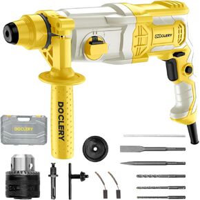1-1/4 Inch SDS-Plus Rotary Hammer Drill,7.5AMP,One Knob 4 Functions with Speed Adjustment, 5 SDS-Plus Bits