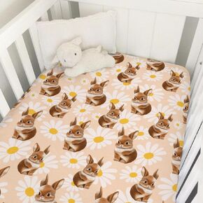 Cute Woodland Green Leaves Baby Crib Sheet 52''x28'' Baby Animals Snug Fitted Crib Mattress Sheet for Boy Girl Soft Toddler Bed Sheets for Standard Size Crib and Toddler Mattresses