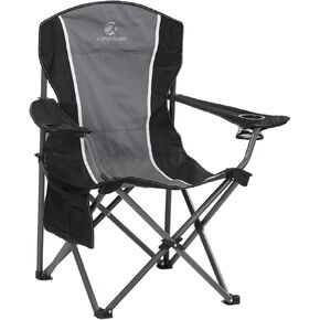 كرسي تخييم كبير الحجم قابل للطي من ALPHA CAMP، كراسي حديقة شديدة التحمل للبالغين تدعم 350 رطلاً، كراسي تخييم محمولة مع حامل أكواب وجيب جانبي كبير وجيب خلفي ومسند ذراع مبطن للأماكن الخارجية والداخلية in Kuwait
