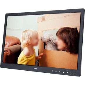 Digital Photo Frame, 15" HD Screen Touch Button Digital Picture Frame, US Plug 100-240V MP3/4 Movie Player Alarm Photo Frame in Kuwait