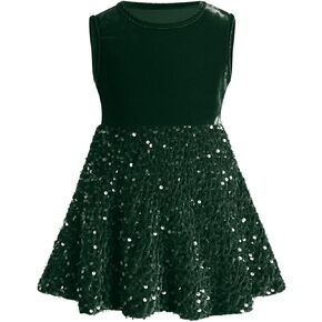 IDOPIP Sequin Velvet Dress for Baby Girls Toddler First Christmas Birthday Party Dresses Princess Pageant Fall Winter Clothes