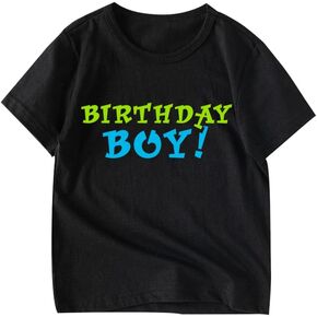 Birthday Shirt Boys Toddler T-Shirts Birthday Tees Little Kids Top Outfit Black Gray 2nd 3rd 4th 5th 6th 7th