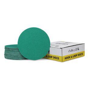 BHA 5" Green Film Wet/Dry Hook & Loop Sanding Discs, 50 Pack - No Hole, Load Resistant, Waterproof, Low-Dust & Long-Lasting Premium Aluminum Oxide Abrasive for Orbital DA Sanders - 100 Grit