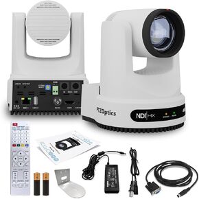 PTZOptics Move 4K SDI/HDMI/USB/IP PTZ Camera with 20x Optical Zoom (White) (PT20X-4K-WH-G3) + Universal Wall Mount (White)