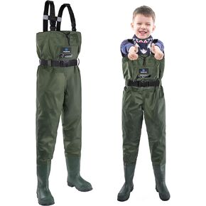 Chest Waders for Kids, Waterproof Youth Waders with Boot, Nylon/PVC Waders for Fishing & Hunting