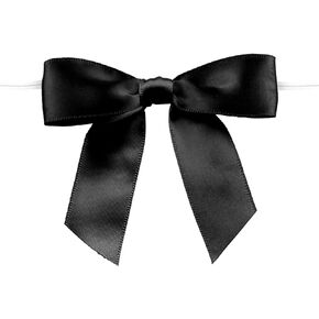 50 Pieces Satin Ribbon Bows, 3.6" Twist Tie Bows Fabric Ribbon for Package Craft Gift Wrapping Decoration(Black)