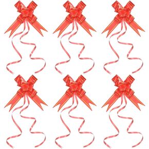 PATIKIL 2.8-inch Pull Bows, 40 Pack Present Wrapping String Bows Ribbon Gold Thread Style Decorative Bow Tie for Wedding Party Birthday, Orange