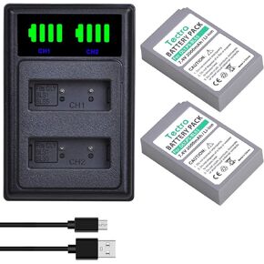 2pcs BLS-5, BLS-50, PS-BLS5 Battery + LED Dual Charger for Olympus OM-D E-M10, OM-D E-M10 Mark II, OM-D E-M10 Mark III, Pen E-PL2, E-PL5, E-PL6, E-PL7, E-PM2, Stylus 1 Cameras