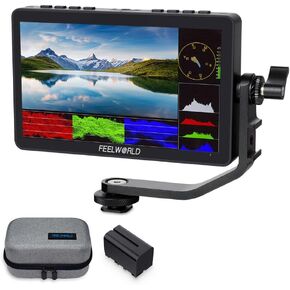 FEELWORLD F5 Pro V4 6 Inch Touch Screen DSLR Camera Field Monitor with F750 Battery and Bag, Waveform LUT F970 External Kit Install and Power Kit 1920x1080 4K HDMI in Out 5V Type-c Input