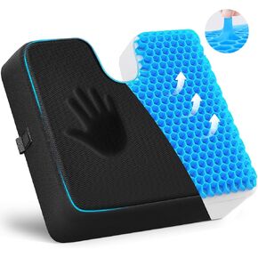 ZIKEE Reversible Fabric Cover Seat Cushion with Enhanced Supportive & Breathable, Innovative Honeycomb Gel & Memory Foam Combination, Anti-Slip Office Chair Cushion with 2 Straps for Desk Chairs in Kuwait