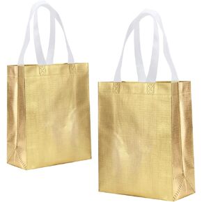 8" X 4" X 10" Reusable Green Gift Bags With Handles for Birthday Christmas Party Favor Gift Bag Pack of 12