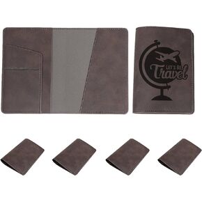 PYD Life 6 Pack Passport Holder Cover Leather Blanks 5.7" x 8.3" Brown for Glowforge Xtool Laser Engraving,Passport Case Travel Wallet for Silhouette Curio 2 Foil Transfer