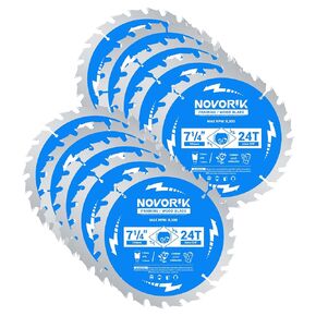 Circular Saw Blade 7-1/4" 24T 10-Pack, ATB Framing Saw Blade with Arbor 5/8", TCT Saw Blades, Professional for Wood Cutting