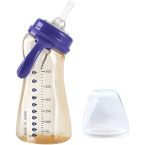 M&M curved design straw sippy cup with removebale handle for Baby and Toddlers, Spill Proof, PPSU, BPA Free, 10oz, 1 Pack