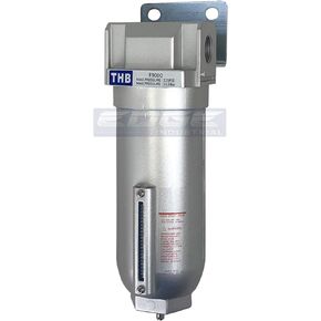 HEAVY DUTY INDUSTRIAL RATED HIGH FLOW PARTICULATE FILTER, IN-LINE WATER TRAP FOR COMPRESSED AIR LINE SYSTEMS, 5 MICRON WITH METAL BOWL (1" NPT, 11oz)