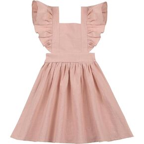 Toddler Baby Girl Dress Ruffle Sleeve Halter Cotton Linen Casual Summer Dresses