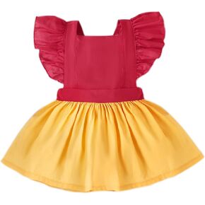BULINGNA Toddler Baby Girl Summer Mini Dress Ruffle Sleeve Backless Contrast Color Princess Sundress Birthday A-line Dress