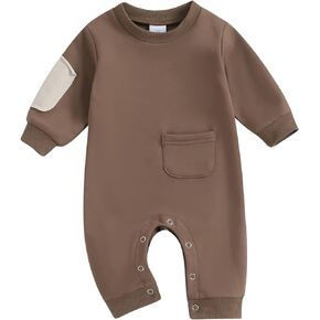 Baby Boy Clothes Newborn Sweatshirt Romper Long Sleeve Crewneck Patchwork Onesie Infant Toddler Winter Fall Outfits