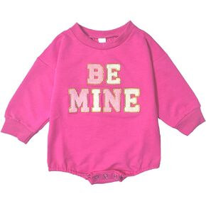 Newborn Baby Girl Valentines Day Romper Long Sleeve Bubble Onesie Infant Baby Boy Outfit
