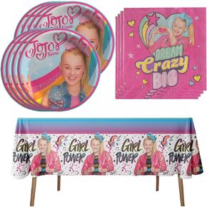 41pcs Jojo Siwas Party Supplies include 20 plates, 20 napkins 1 Tablecloth for the Jojo birthday party decoration