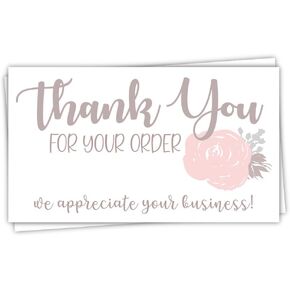 50 Floral Thank You for Your Order Cards - Customer Thank You Cards - Package Insert