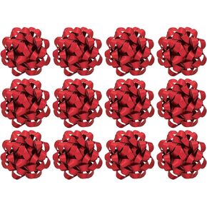 The Gift Wrap Company Decorative Glitterati Lotus Bows, Medium, Red, Pack of 12